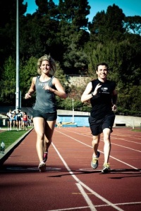 Sick of the gym? Hit the track! Justin and Angela staying fit!